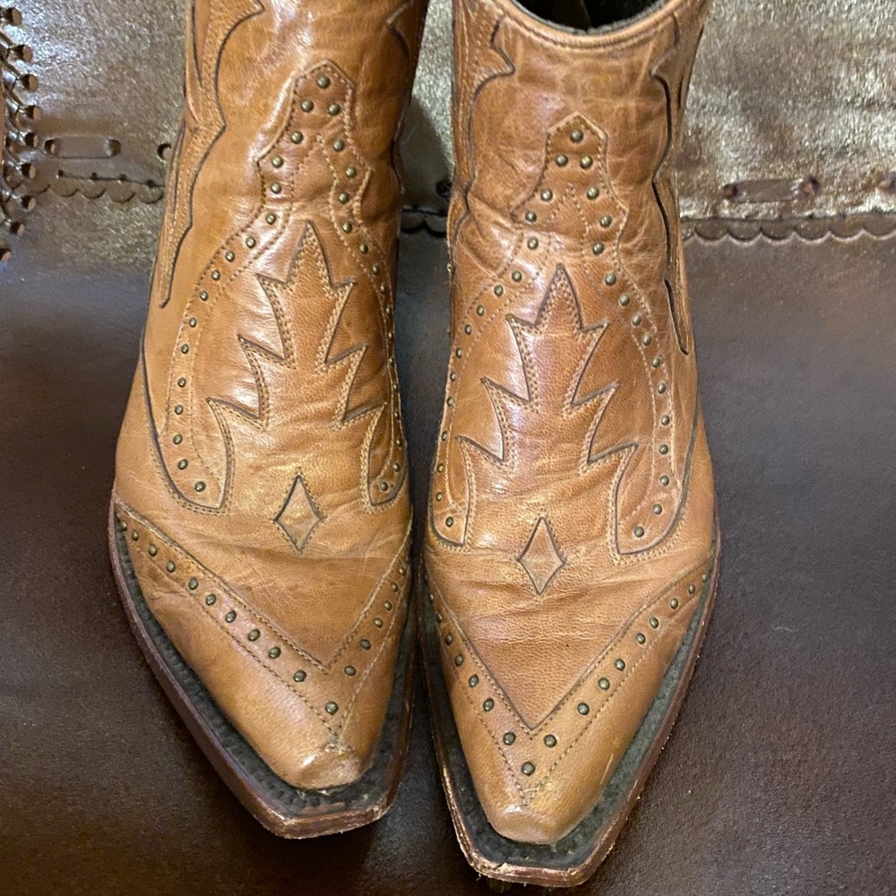 Brown Leather Western Booties - Allens Boots Austin Texas